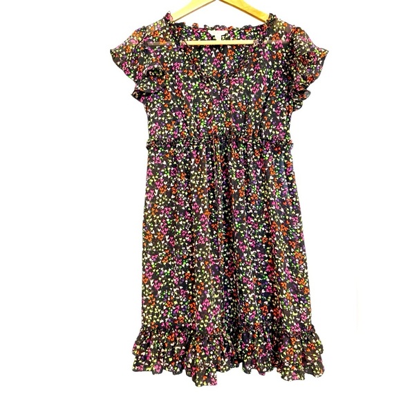 Ted Baker M (2) sheer baby doll drawstring heart pattern Floral EUC ruffles! - Picture 1 of 15